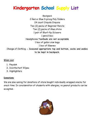 supply list